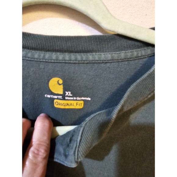 Carhartt Original Fit T-Shirtgreen Size XL Long Sleeve Pocket - Picture 4 of 6